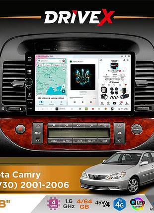 Штатная магнитола для toyota camry (acv30) 2001-2006 drivex s3 qled 8" с физическими кнопками android 8-ядерный 1.6ггц 4x64гб