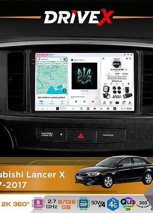 Штатная магнитола для mitsubishi lancer x 2007-2017 drivex s7+ 2k qled 9" android 8-ядерный 2.7ггц 8x128гб sim-карта 3g/4g ak7808
