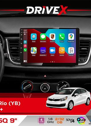 Штатная магнитола для kia rio (yb) 2016+ drivex un5 qled 9" android 4-ядерный 2+32гб 4x45w беспроводной carplay и androidauto