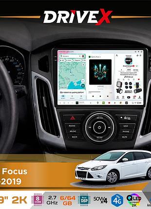 Штатная магнитола для ford focus 2011-2019 drivex s7 2k qled 9" android 8-ядерный 2.7ггц 6x64гб sim-карта 3g/4g ak7808 ab 4x50w