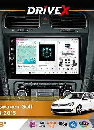 Штатная магнитола для volkswagen golf 2008-2015 drivex s3 qled 8" с физическими кнопками android 8-ядерный 1.6ггц 4x64гб sim-карта
