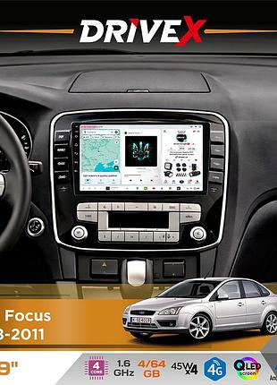 Штатная магнитола для ford focus 2008-2011 drivex s3 qled 9" android 8-ядерный 1.6ггц 4x64гб sim-карта 3g/4g 7388 4x45w asp tm2313
