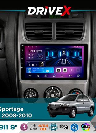Штатна магнітола для kia sportage (km) 2008-2010 drivex se-911 4+64гб qled 9" android 4-ядерний 4x50w(tda7851) dsp бездротовий