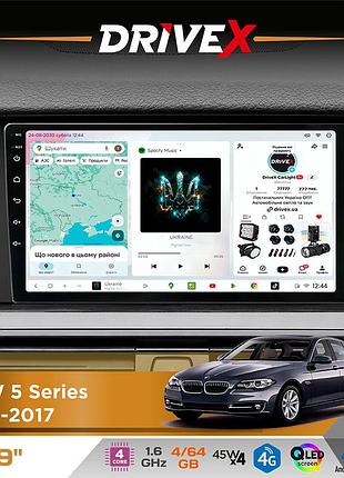 Штатная магнитола для bmw 5 series (f10) 2009-2017 drivex s3 qled 9" android 8-ядерный 1.6ггц 4x64гб sim-карта 3g/4g 7388 4x45w