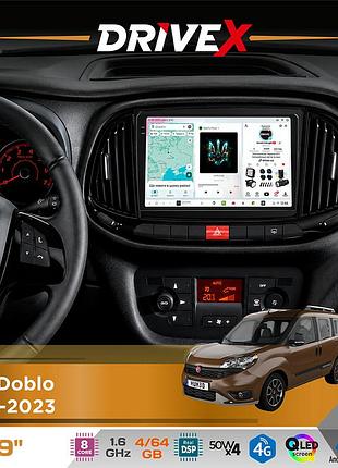 Штатная магнитола для fiat doblo 2015-2023 drivex s4 qled 9" android 8-ядерный 1.6ггц 4x64гб sim-карта 3g/4g tda7851 4x50w dsp