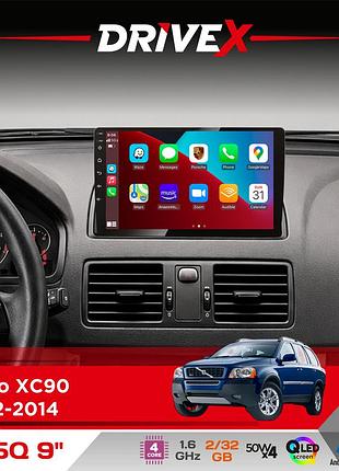 Штатная магнитола для volvo xc90 2002-2014 drivex un5 qled 9" android 4-ядерный 2+32гб 4x45w беспроводной carplay и androidauto