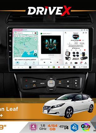 Штатная магнитола для nissan leaf 2018+ drivex s3 qled 9" android 8-ядерный 1.6ггц 4x64гб sim-карта 3g/4g 7388 4x45w asp tm2313