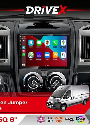 Штатная магнитола для citroen jumper 2011+ drivex un5 qled 9" android 4-ядерный 2+32гб 4x45w беспроводной carplay и androidauto