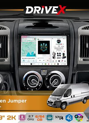 Штатная магнитола для citroen jumper 2011+ drivex s7 2k qled 9" android 8-ядерный 2.7ггц 6x64гб sim-карта 3g/4g ak7808 ab 4x50w
