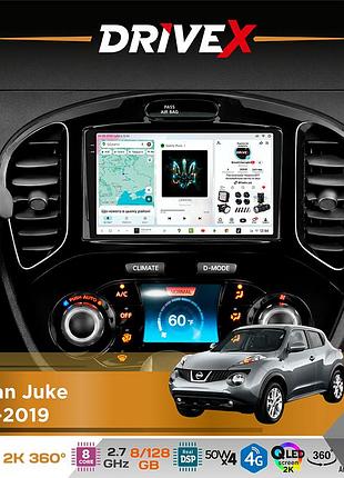 Штатная магнитола для nissan juke 2011-2019 drivex s7+ 2k qled 9" android 8-ядерный 2.7ггц 8x128гб sim-карта 3g/4g ak7808 ab 4x50w