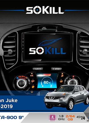 Штатная магнитола для nissan juke 2011-2019 sokill delta-900 9" android 4-ядерный 2+64гб 4x45w беспроводной carplay и androidauto