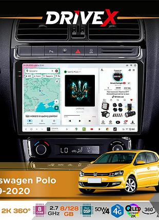 Штатная магнитола для volkswagen polo 2009-2020 drivex s7+ 2k qled 9" android 8-ядерный 2.7ггц 8x128гб sim-карта 3g/4g ak7808 ab