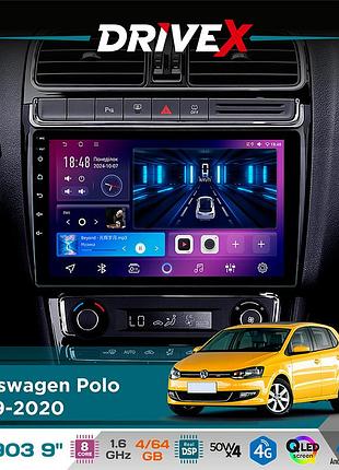 Штатная магнитола для volkswagen polo 2009-2020 drivex se-903 qled 9" android 8-ядерный 4+64гб sim-карта 3g/4g dsp 4x50w(tda7851)