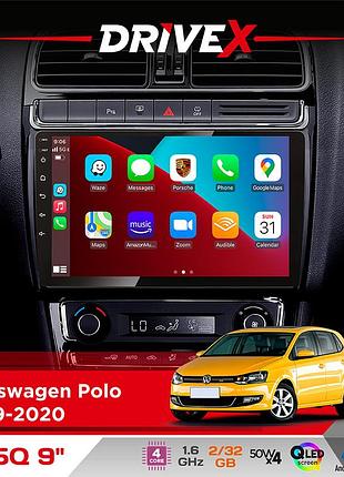 Штатная магнитола для volkswagen polo 2009-2020 drivex un5 qled 9" android 4-ядерный 2+32гб 4x45w беспроводной carplay и
