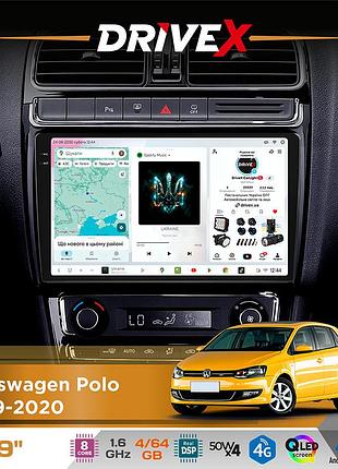 Штатная магнитола для volkswagen polo 2009-2020 drivex s4 qled 9" android 8-ядерный 1.6ггц 4x64гб sim-карта 3g/4g tda7851 4x50w