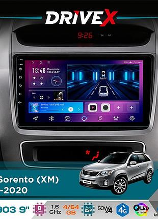 Штатная магнитола для kia sorento (xm) 2012-2020 drivex se-903 qled 9" android 8-ядерный 4+64гб sim-карта 3g/4g dsp 4x50w(tda7851)