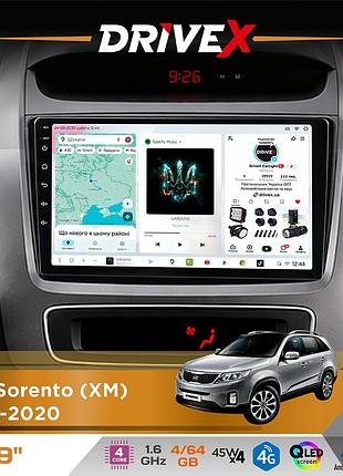 Штатная магнитола для kia sorento (xm) 2012-2020 drivex s3 qled 9" android 8-ядерный 1.6ггц 4x64гб sim-карта 3g/4g 7388 4x45w asp