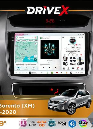 Штатная магнитола для kia sorento (xm) 2012-2020 drivex s4 qled 9" android 8-ядерный 1.6ггц 4x64гб sim-карта 3g/4g tda7851 4x50w