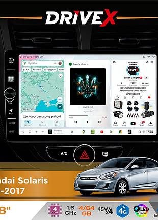 Штатная магнитола для hyundai solaris 2010-2017 drivex s3 qled 8" с физическими кнопками android 8-ядерный 1.6ггц 4x64гб sim-карта