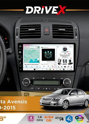Штатная магнитола для toyota avensis 2009-2015 drivex s3 qled 8" с физическими кнопками android 8-ядерный 1.6ггц 4x64гб sim-карта