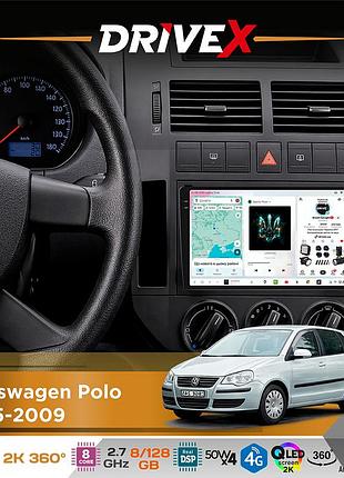 Штатная магнитола для volkswagen polo 2005-2009 drivex s7+ 2k qled 9" android 8-ядерный 2.7ггц 8x128гб sim-карта 3g/4g ak7808 ab