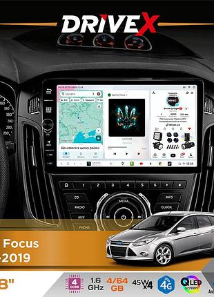 Штатная магнитола для ford focus 2011-2019 drivex s3 qled 8" с физическими кнопками android 8-ядерный 1.6ггц 4x64гб sim-карта 3g/4g