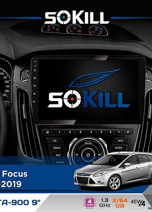 Штатна магнітола для ford focus 2011-2019 sokill delta-900 9" android 4-ядерний 2+64гб 4x45w бездротовий carplay та androidauto