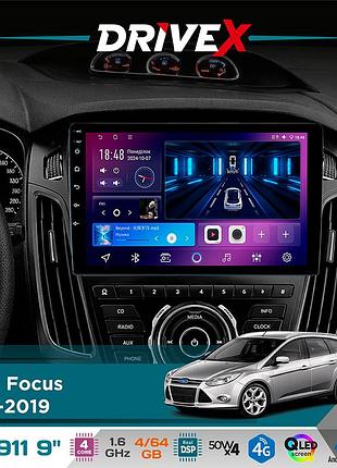 Штатная магнитола для ford focus 2011-2019 drivex se-911 4+64гб qled 9" android 4-ядерный 4x50w(tda7851) dsp беспроводной carplay и