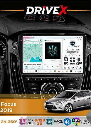 Штатная магнитола для ford focus 2011-2019 drivex s7+ 2k qled 9" android 8-ядерный 2.7ггц 8x128гб sim-карта 3g/4g ak7808 ab 4x50w