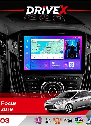 Штатна магнітола для ford focus 2011-2019 drivex a-903 qled 9" android 4-ядерний 2+32гб 4x50w(tda7851) бездротовий carplay та