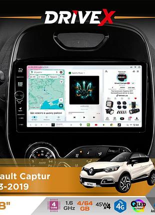 Штатна магнітола для renault captur 2013-2019 drivex s3 qled 8" з фізичними кнопками android 8-ядерний 1.6ггц 4x64гб sim-картка