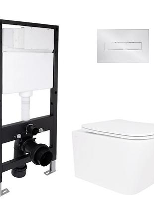 Готовое решение qtap для ванной комнаты: подвесной унитаз crow rimless 485x340x330 + комплект инсталляции standard (линейная