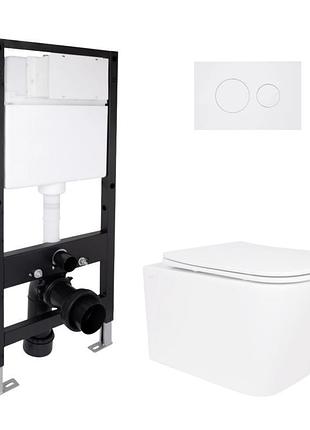 Готовое решение qtap для ванной комнаты: подвесной унитаз crow ultra quiet 485x340x290 + комплект инсталляции standard (круглая