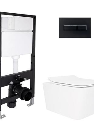 Готовое решение qtap для ванной комнаты: подвесной унитаз crow rimless 520x360x290 + комплект инсталляции standard (линейная