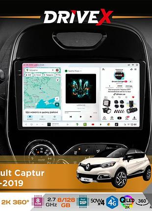 Штатна магнітола для renault captur 2013-2019 drivex s7+ 2k qled 9" android 8-ядерний 2.7ггц 8x128гб sim-картка 3g/4g ak7808 ab