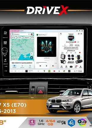 Штатна магнітола для bmw x5 (e70) 2006-2013 drivex s3 qled 8" з фізичними кнопками android 8-ядерний 1.6ггц 4x64гб sim-картка