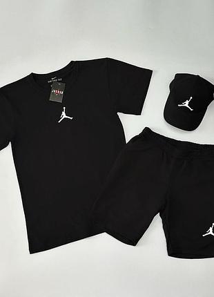 Футболка (черная)+шорты + кепка air jordan классический