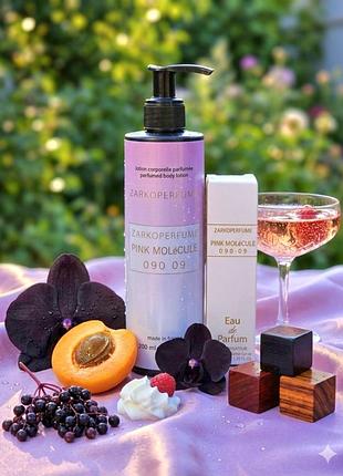 Набор парфюмерии pink molecule 090.09: духи и лосьон для тела. женский парфюмированный подарочный сет, стойкий шлейфовый аромат
