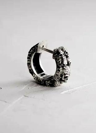 Серебряная моносерьга reytel skull 925, оригинал