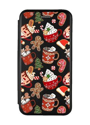 Чохол-книжка чорний з малюнком на xiaomi mi 11 lite різдво (принт 428)