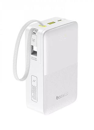 Зовнішній акумулятор baseus enerfill fc51 bipow 2 pro digital display power bank with built-in cable 30000mah 22.5w white