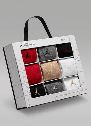Шкарпетки jordan holiday crew gift box (9 pairs) (bj0729-r78) 37.5-40