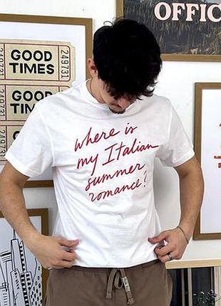 Футболка з принтом where is my italian summer romance?