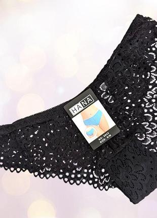 Женские трусики кружевные американка hana размер s- xl l, черный