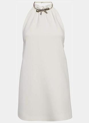 Міні-сукня miu miu white crystal embellished crepe s