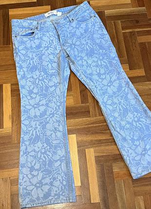 Джинси h&m bootcut з квітковим принтом, 100% бавовна, розмір 40