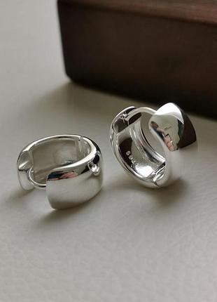 Сережки кільця wide mirror silver