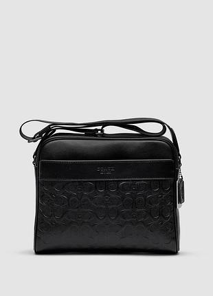 🦁 coach charles camera crossbody messenger bag textured black