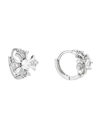 Сережки chrome cross crystal silver