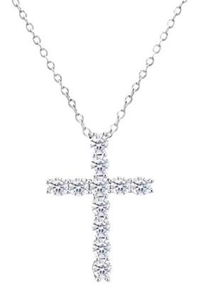 Кулон з ланцюжком crystal cross silver